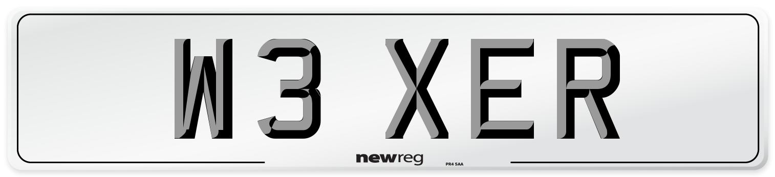 W3 XER Number Plate from New Reg